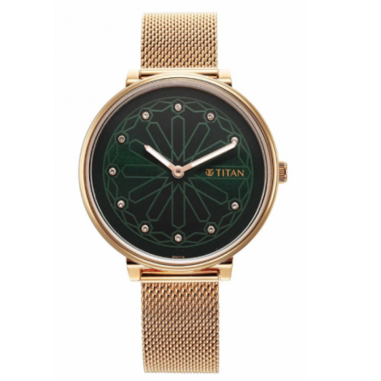 Titan Marhaba 2673WM03 Green Dial Stainless Steel Strap Quartz Women's Watch 